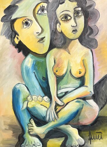 Il pittore e la modella di Nicola Quici, Pittura in vendita su Singulart