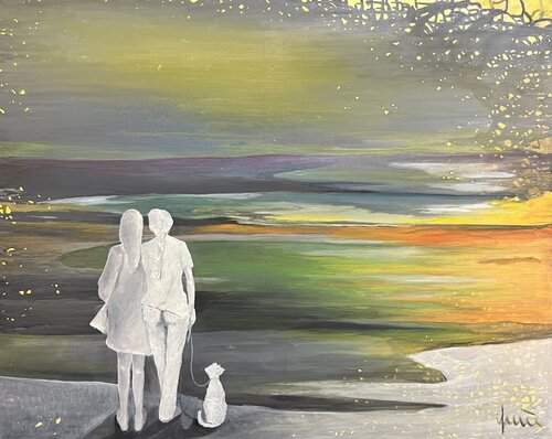 Walking towards the sunset von Nicola Quici, Malerei kaufen auf Singulart