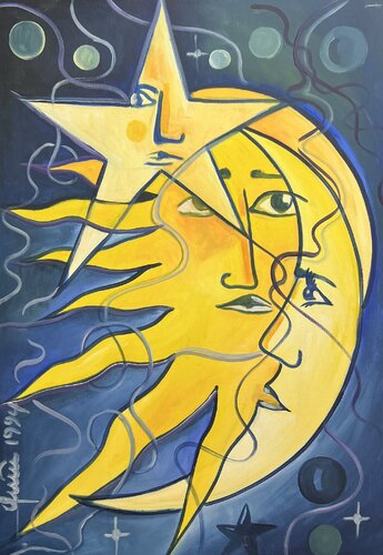 Sonne Mond und Sterne von Nicola Quici, Malerei kaufen auf Singulart
