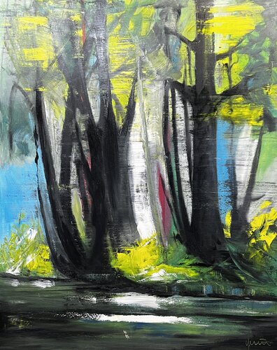 Forest lake in spring von Nicola Quici, Malerei kaufen auf Singulart