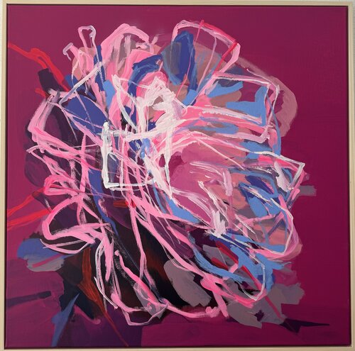 „Happy Flowers“ / Magenta van Boryana Nindl, Schilderij te koop op Singulart