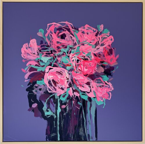 „Happy Flowers“ / Bubble pink von Boryana Nindl, Malerei kaufen auf Singulart