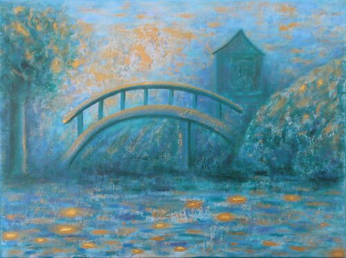 Pont et arbres di Artiste H. E., Pittura in vendita su Singulart