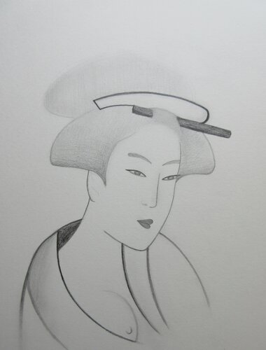 Dessin de femme japonaise par Artiste H. E., Dessin en vente sur Singulart