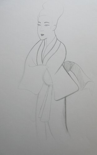 Femme en kimono japonais von Artiste H. E., Zeichnungen kaufen auf Singulart