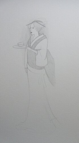 Portrait de femme avec tasse di Artiste H. E., Disegno in vendita su Singulart