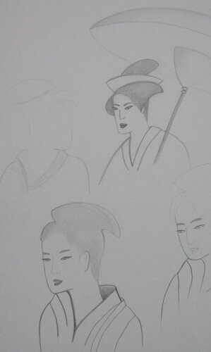 Femmes japonaises von Artiste H. E., Zeichnungen kaufen auf Singulart