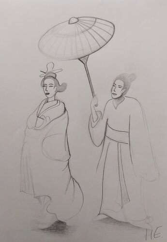 Figures par Artiste H. E., Œuvre sur papier en vente sur Singulart