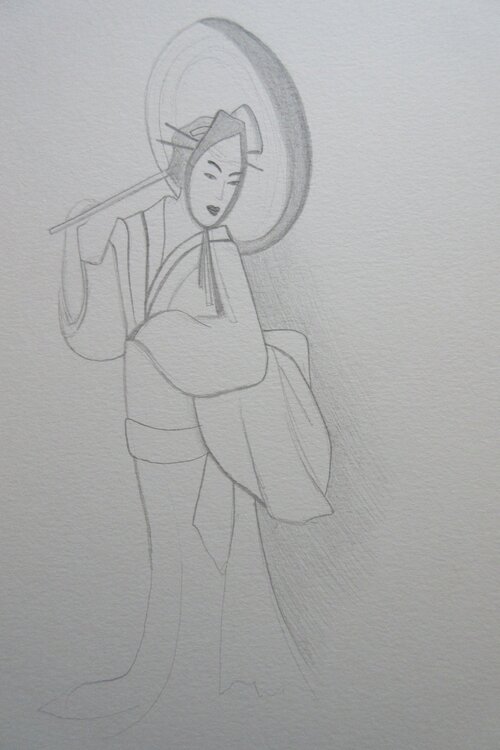 Portrait de femme à l'ombrelle Artiste H. E.