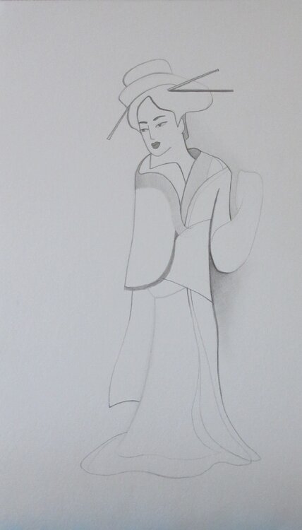Femme japonaise en kimono Artiste H. E.