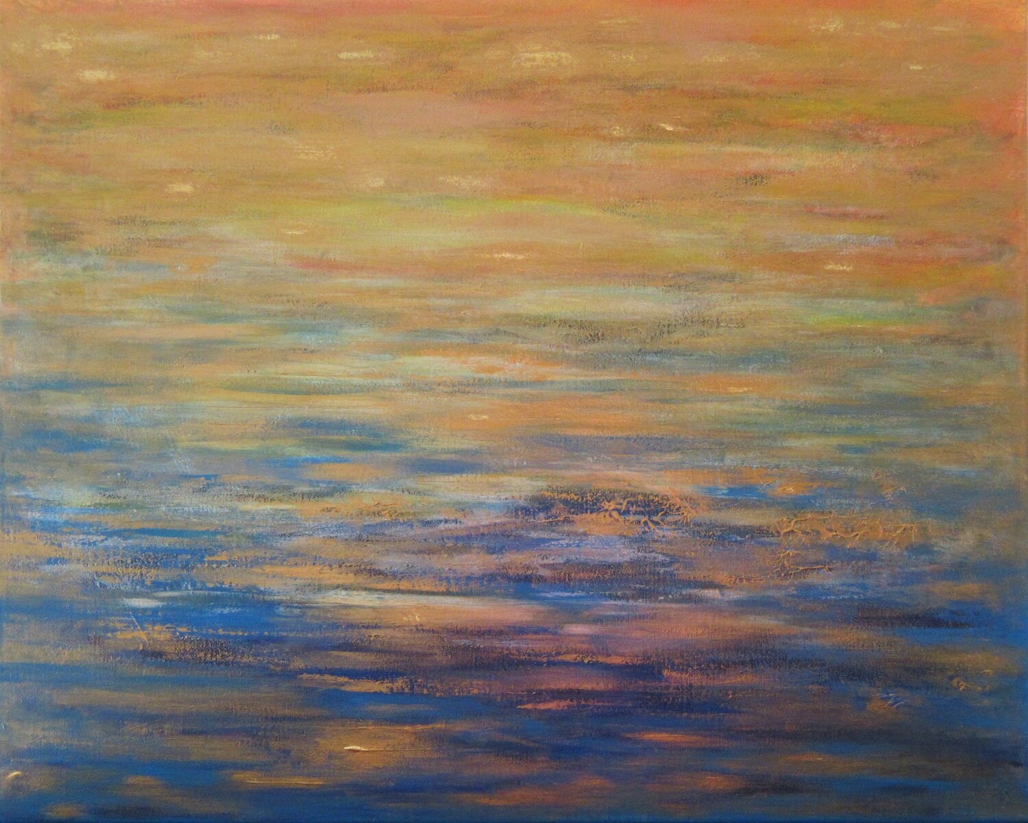Rayons de lumière du soleil sur l'eau Artiste H. E. Dipinto originale in vendita