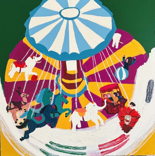 Und dann und wann ein weißer Elefant di Angelika Ratswohl, Pittura in vendita su Singulart