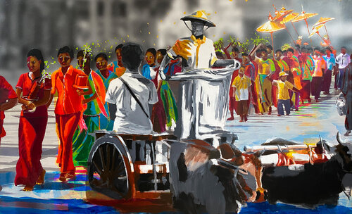 Bull's Parade van Stefanie Lueck, Schilderij te koop op Singulart