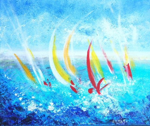 Colorful Sails by Marie-Claude ELLHËA, 絵画 for Sale on Singulart