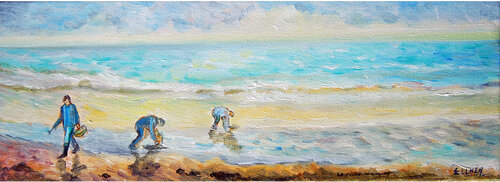 La Pêche aux Coques van Marie-Claude ELLHËA, Schilderij te koop op Singulart