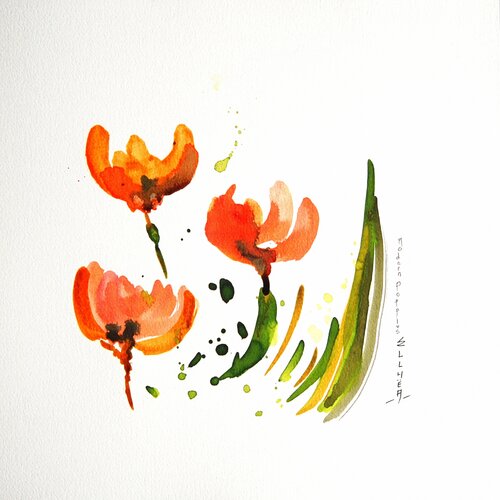 Modern Poppies von Marie-Claude ELLHËA, Zeichnungen kaufen auf Singulart
