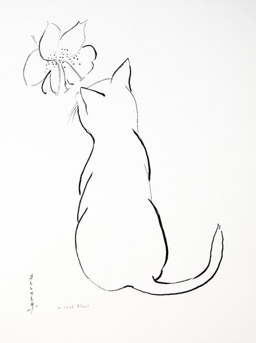 Le Chat Fleur by Marie-Claude ELLHËA, Drawing for Sale on Singulart