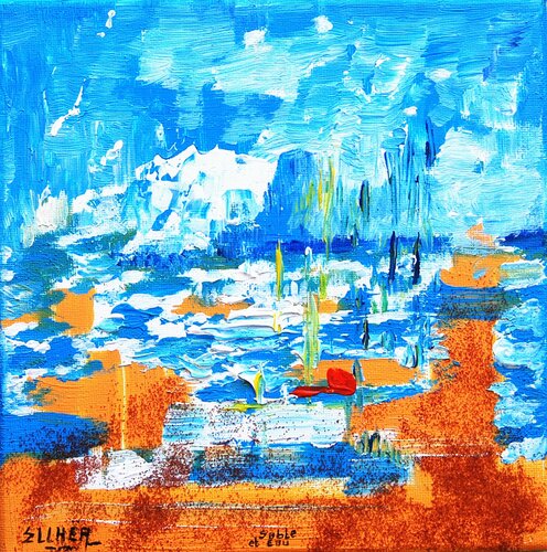 Abstrait Sable et Eau - Abstract Sand and Water van Marie-Claude ELLHËA, Schilderij te koop op Singulart