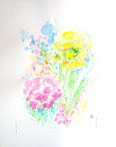 Spring Watercolor - Printemps Aquarelle by Marie-Claude ELLHËA, Work on Paper for Sale on Singulart