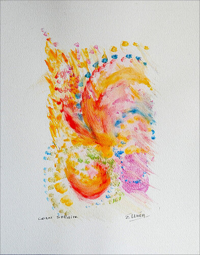 Coeur Solaire - abstrait by Marie-Claude ELLHËA, Work on Paper for Sale on Singulart