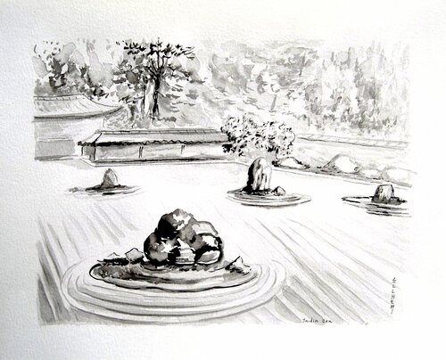 Zen Garden - Black Ink van Marie-Claude ELLHËA, Tekening te koop op Singulart