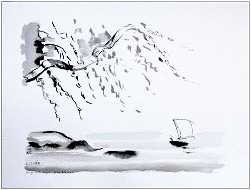 Printemps sur l'Eau di Marie-Claude ELLHËA, Disegno in vendita su Singulart