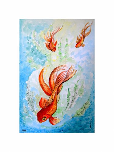 Poissons Asiatiques by Marie-Claude ELLHËA, Work on Paper for Sale on Singulart