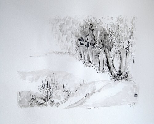 Snow and Frost - Neige et Givre by Marie-Claude ELLHËA, Drawing for Sale on Singulart