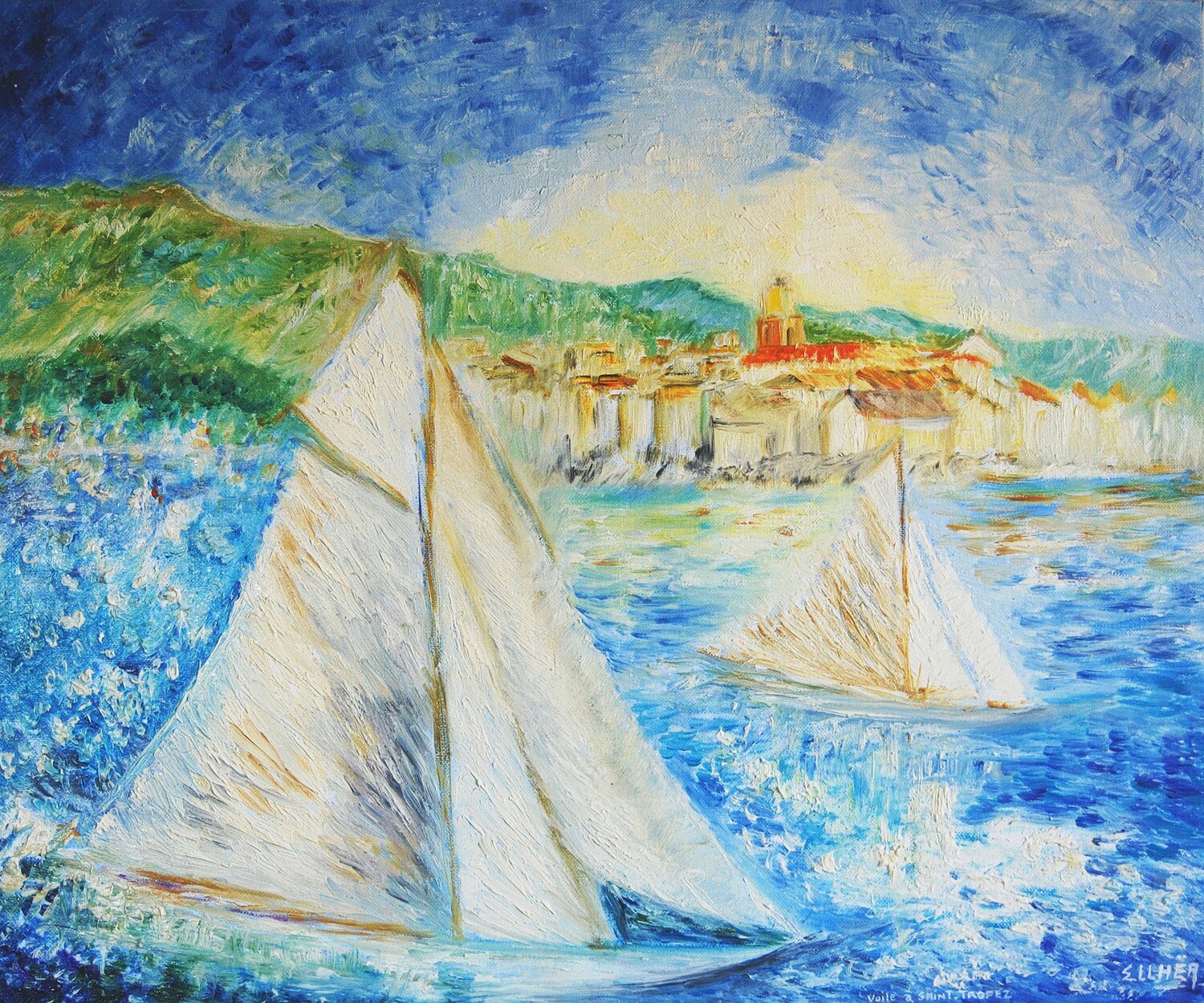 Voile à St Tropez Marie-Claude ELLHËA Originalgemälde zu verkaufen
