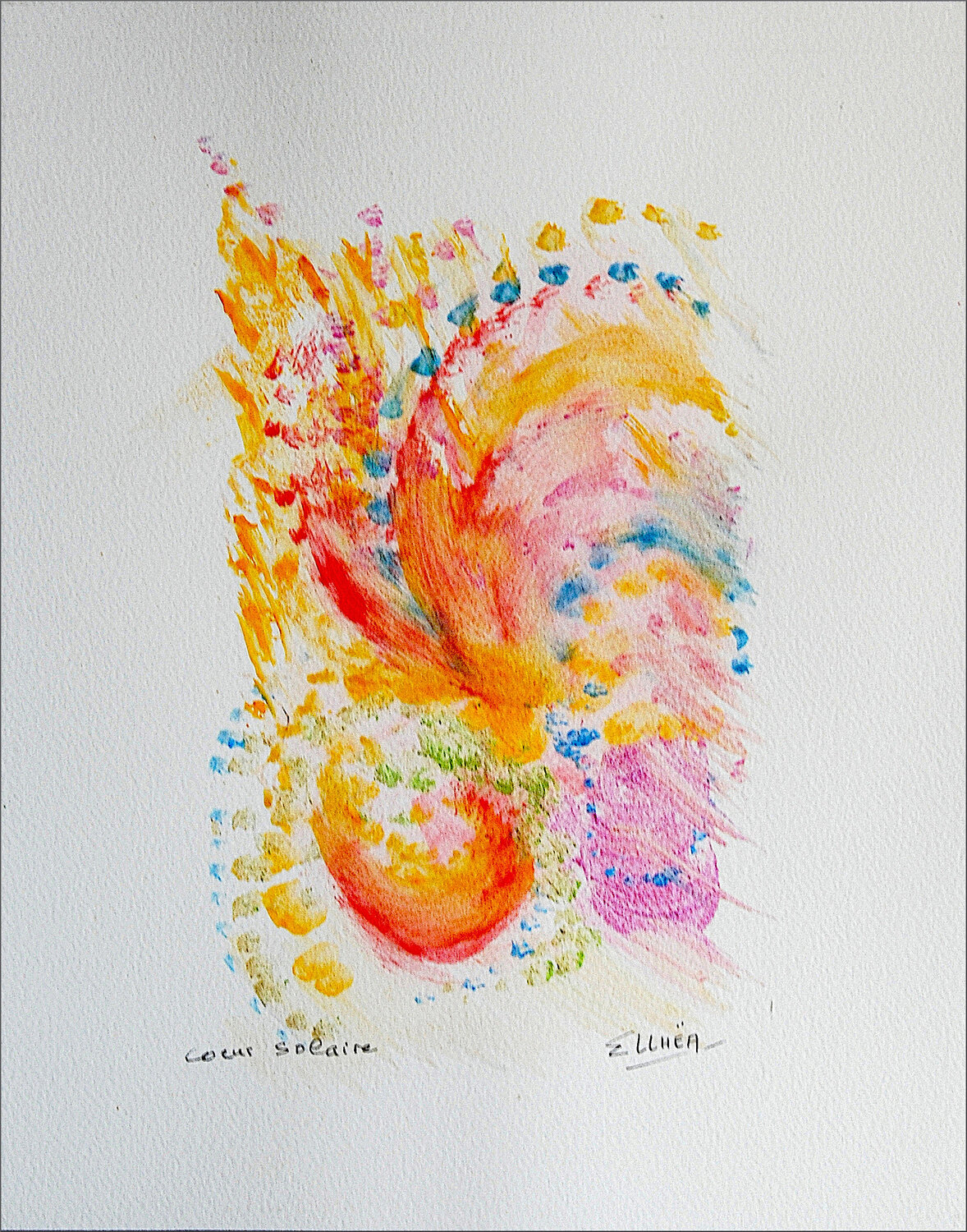 Coeur Solaire - abstrait Marie-Claude ELLHËA Werk auf Papier zu verkaufen