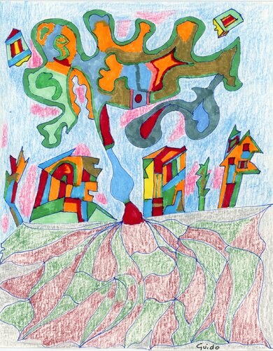 il paese del grande albero van guido farese, Werk op papier te koop op Singulart