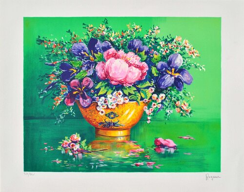 Vase doré fleuri Alain Ragaru
