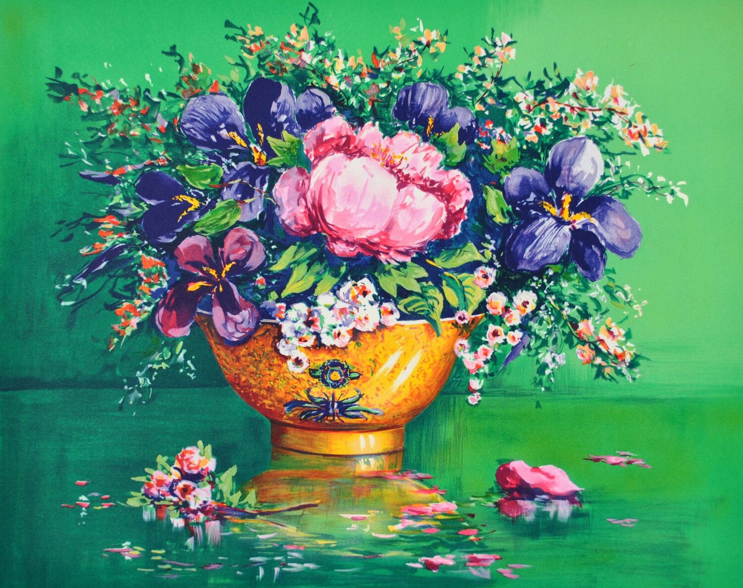Vase doré fleuri Alain Ragaru