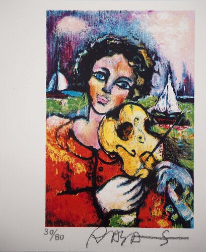L’amoureux au violon, Lithographie originale signée par Alain Sorkine, Édition en vente sur Singulart