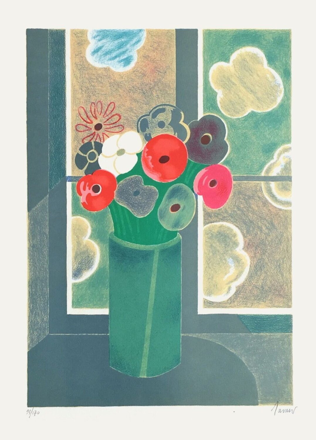 Bouquet à la fenêtre Albert Zavarro Druck zu verkaufen