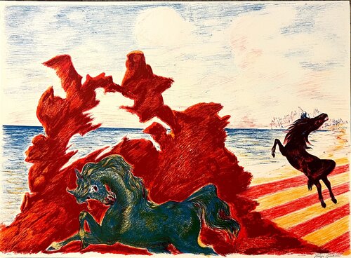 Horses by the sea by Aligi Sassu, Print for Sale on Singulart