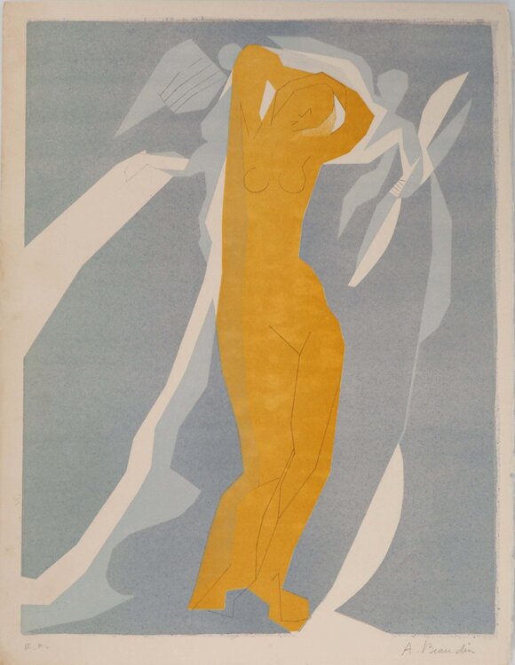 Nu de femme en jaune et bleu André Beaudin