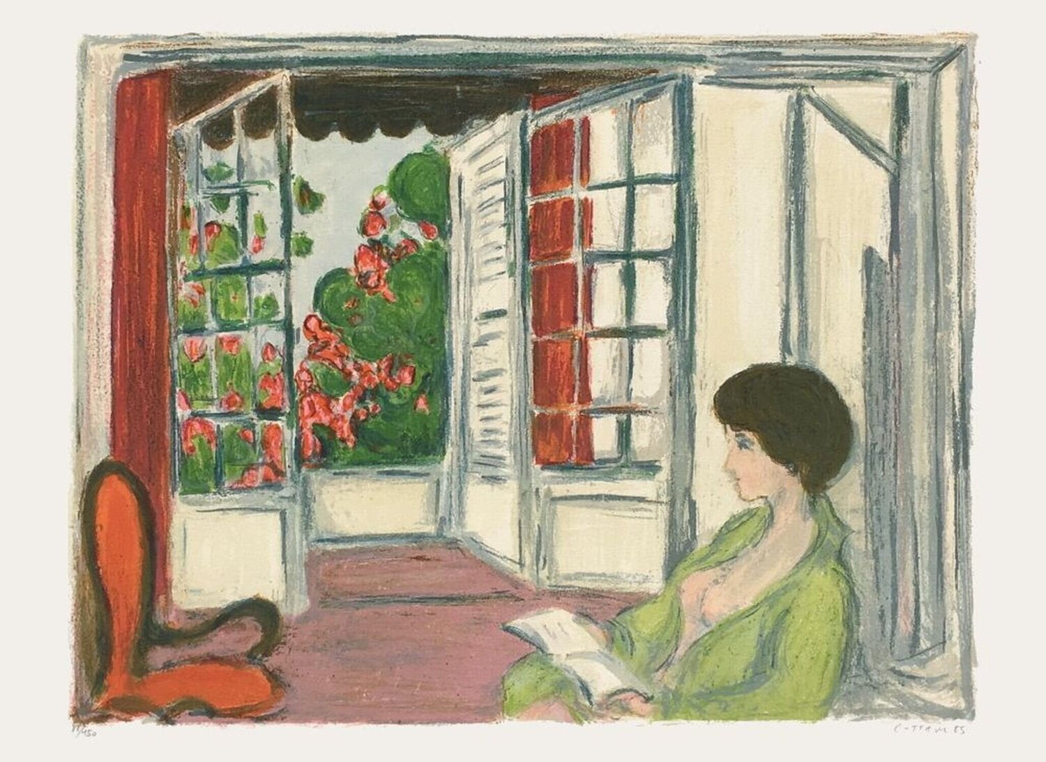 Femme dans un intérieur André Cottavoz Druck zu verkaufen
