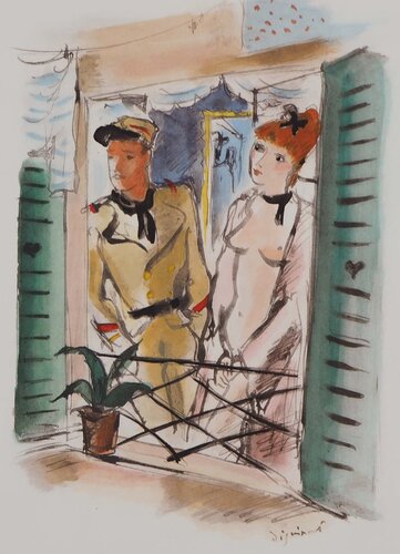 Les amants par la fenêtre di André Dignimont, Stampa in vendita su Singulart