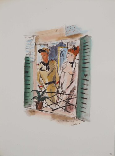 Les amants par la fenêtre by André Dignimont, Print for Sale on Singulart