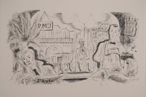 Au bar, Gravure originale signée von André Dignimont, Druck kaufen auf Singulart