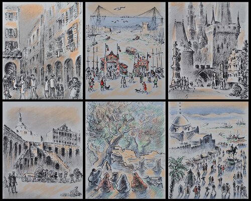 Voyages et liberté, 6 Lithographies originales, 1962 par André Hambourg, Édition en vente sur Singulart