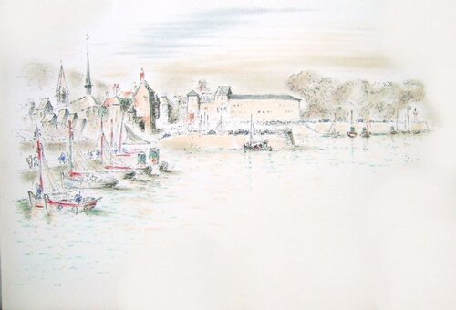 Lumières de Honfleur VIII von André Hambourg, Druck kaufen auf Singulart