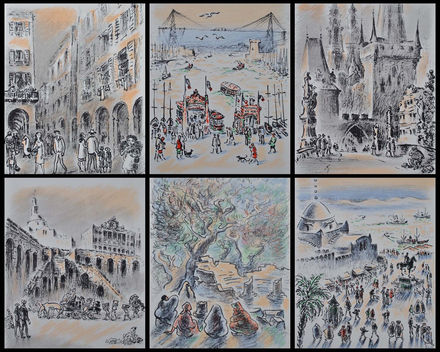 Voyages et liberté, 6 Lithographies originales, 1962 André Hambourg Print for sale