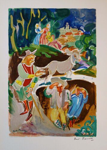 Promeneurs avec un âne de André Planson, Impresión a la venta en Singulart