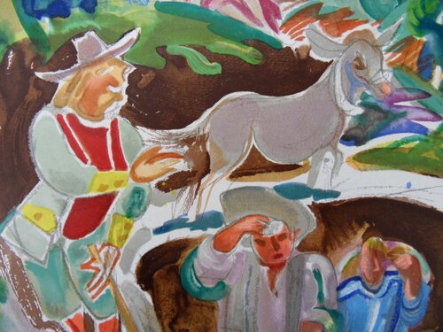 Promeneurs avec un âne di André Planson, Stampa in vendita su Singulart