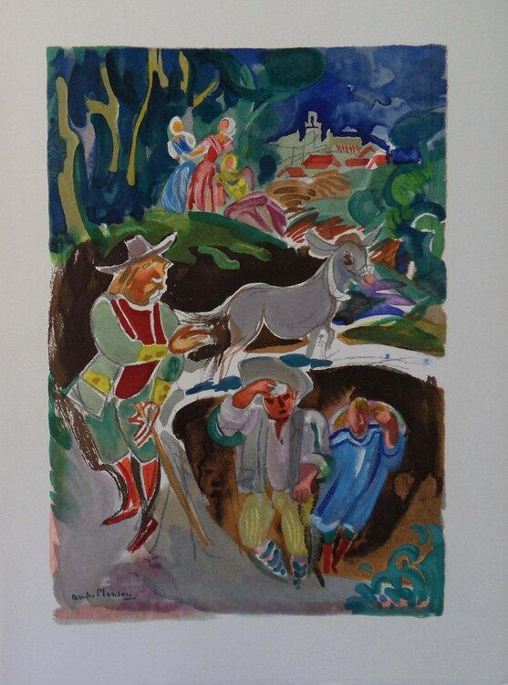 Promeneurs avec un âne André Planson