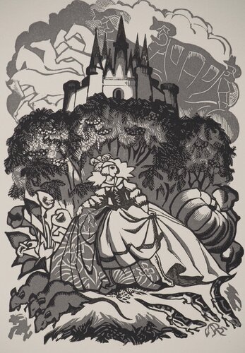 Cendrillon, Après Minuit, Gravure sur bois originale signée di Angelina Beloff, Stampa in vendita su Singulart