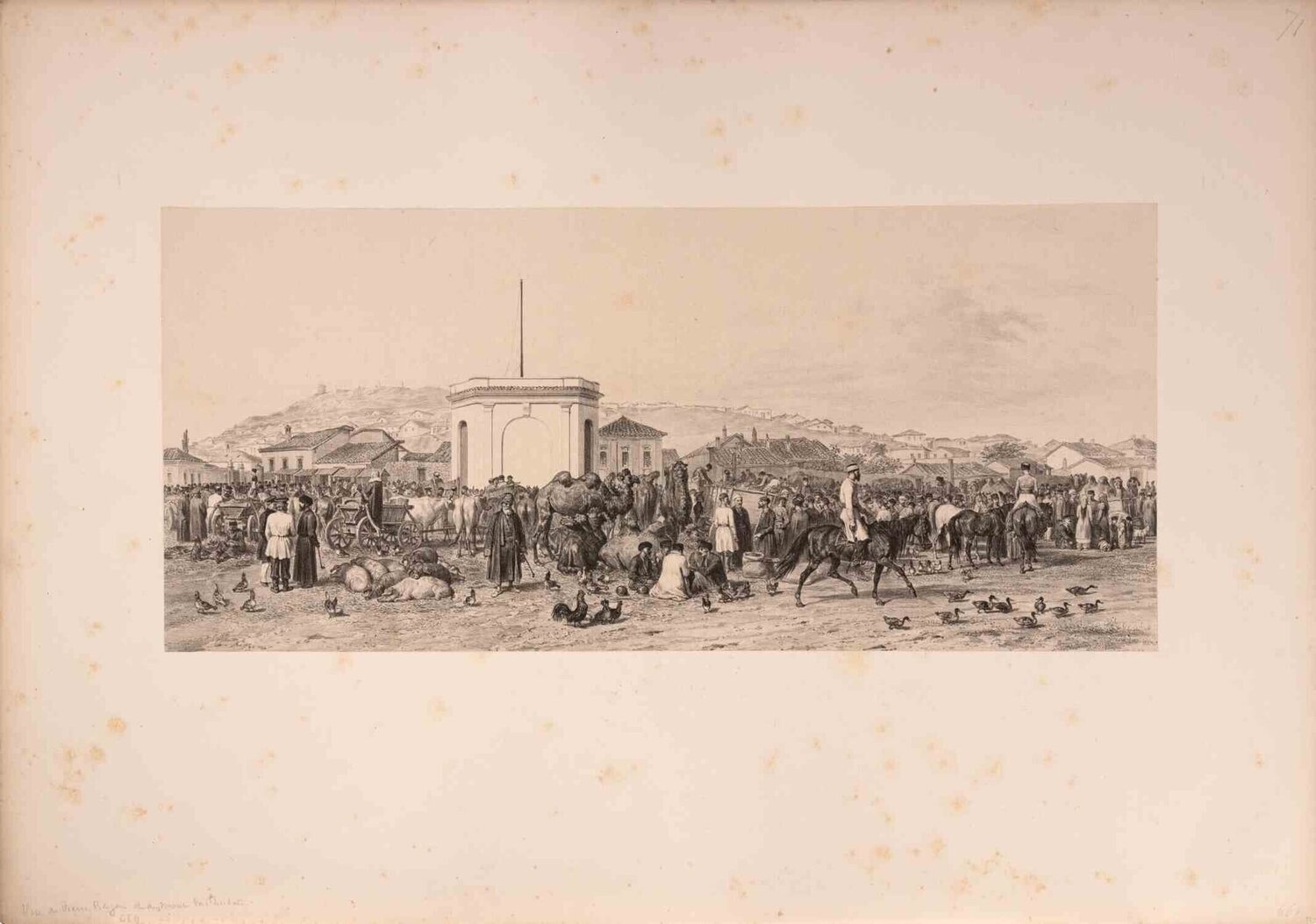 Vue du Marché de Lisbonne Auguste Raffet Druck zu verkaufen