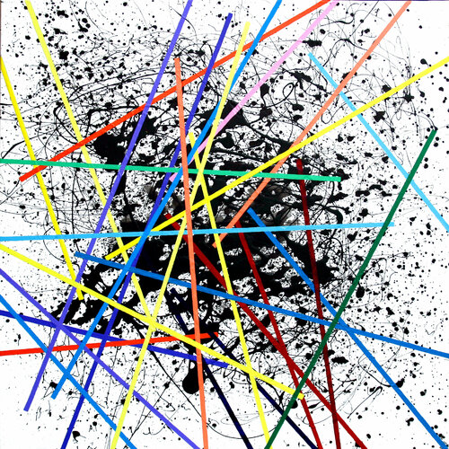 Mikado sur dripping di Michel Debully, Pittura in vendita su Singulart